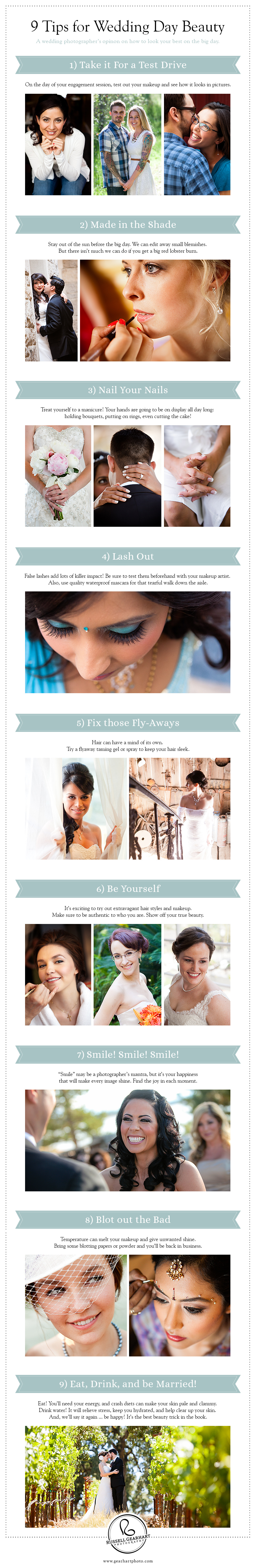 9 Tips for Wedding Day Beauty Infographic