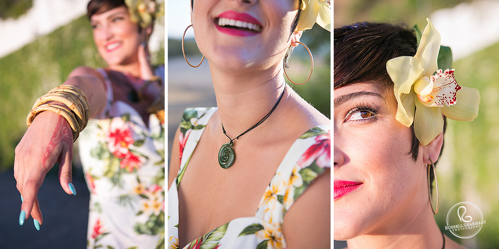 Hawaiian Luau Themed Wedding Dress Accessories: Hollywood Sign Bridal Portraits – Russell Gearhart Photography – www.gearhartphoto.com
