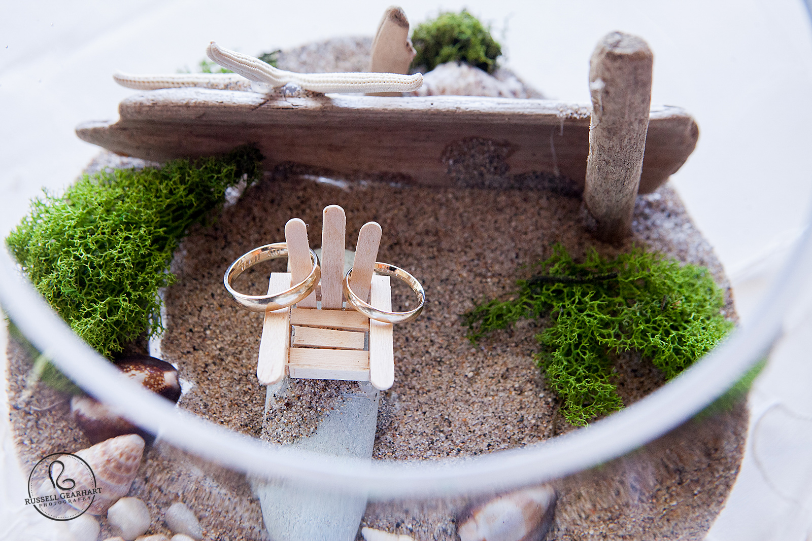 Beach Centerpieces with Rings - Seashell Orange County Wedding – Russell Gearhart Photography – www.gearhartphoto.com