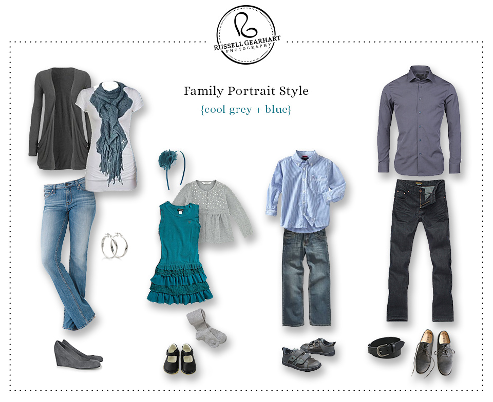 Family Portrait Style: Cool Grey + Blue -- Russell Gearhart Photography - www.gearhartphoto.com