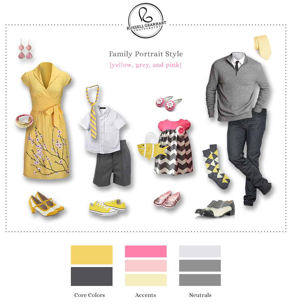 Family Style Guide: Summer Colors (Yellow, Pink, and Grey) -- Russell Gearhart Photography -- www.gearhartphoto.com