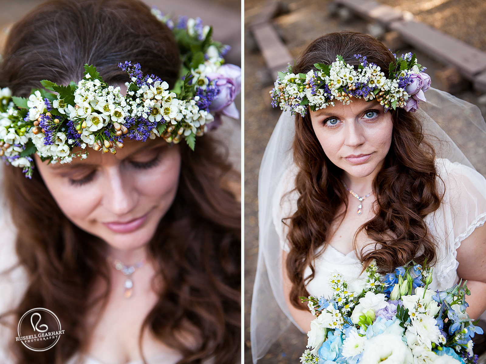 Bridal Floral Head Wreath – Flower Headband – Orange County Wedding – Russell Gearhart Photography – www.gearhartphoto.com  