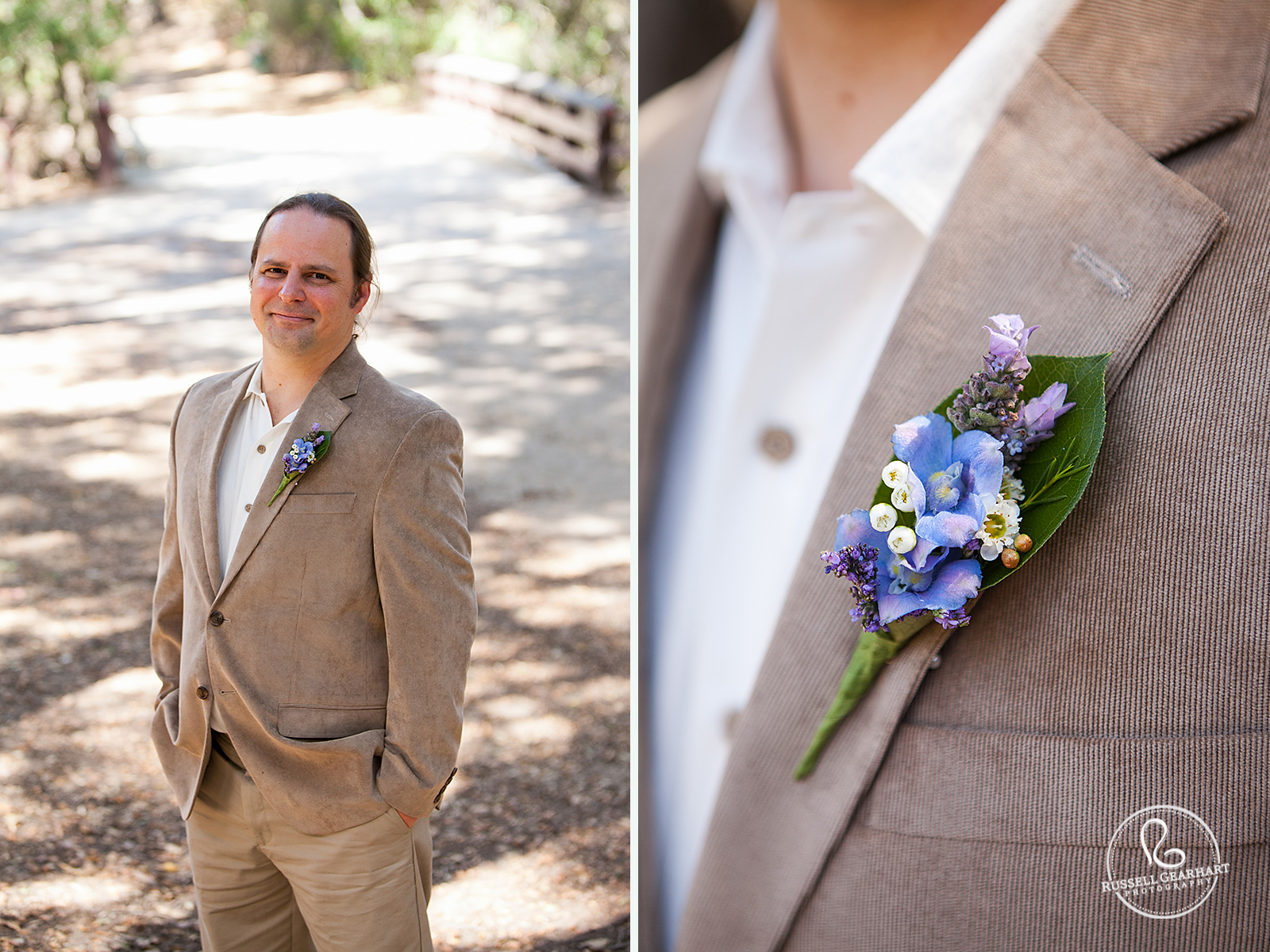 Blue Groom Boutonniere – Anaheim Hills Wedding  – Russell Gearhart Photography – www.gearhartphoto.com  