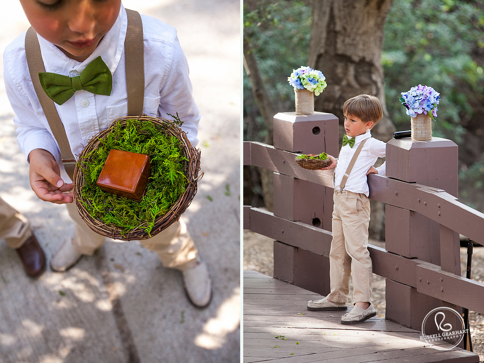 Ring Bearer with Green Bow Tie – Oak Canyon Wedding  – Russell Gearhart Photography – www.gearhartphoto.com  