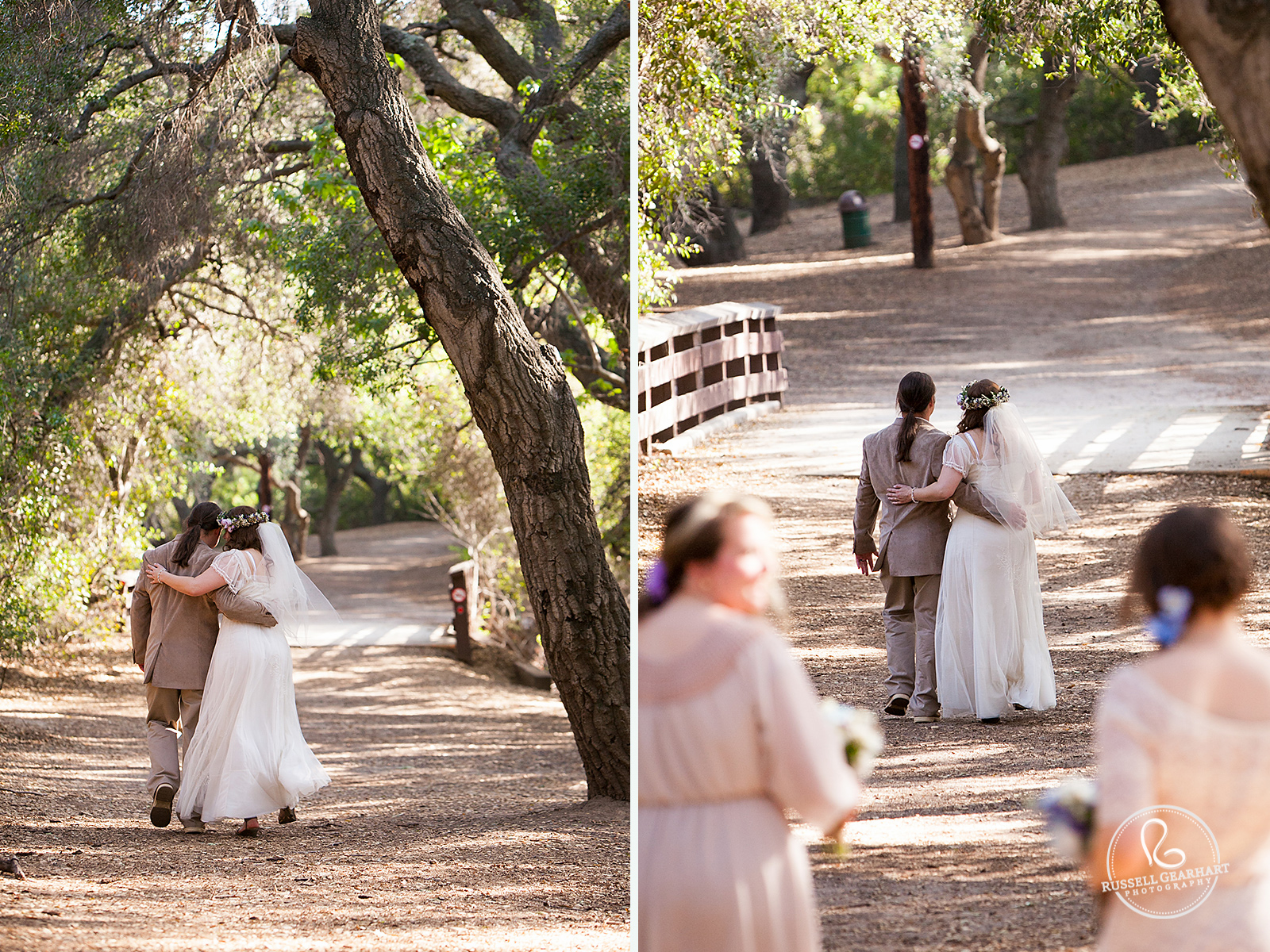 Bride and Groom Walk Into Forest – Southern California Wedding  – Russell Gearhart Photography – www.gearhartphoto.com  