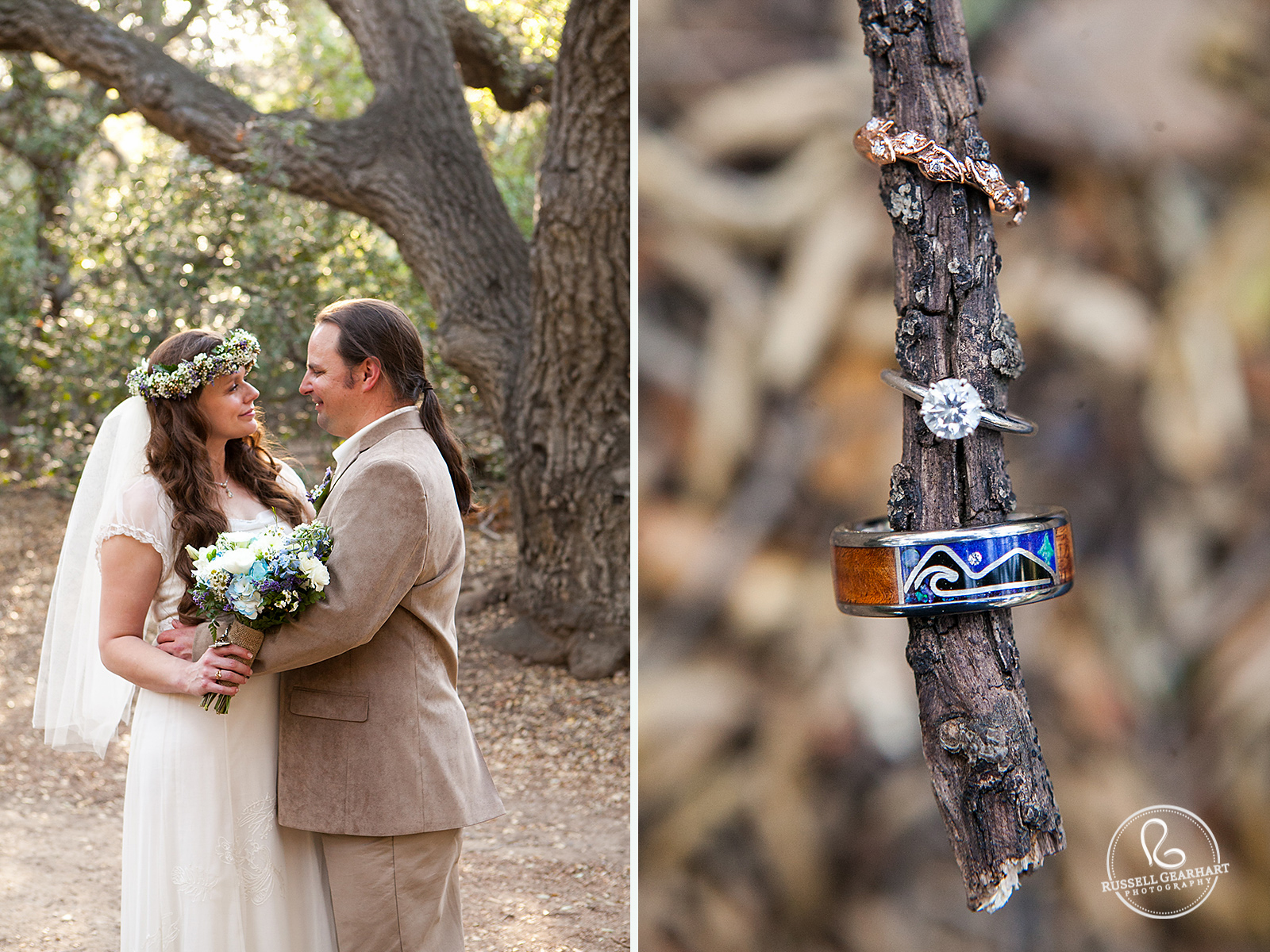 Nature Inspired Wedding Rings – Oak Canyon Wedding  – Russell Gearhart Photography – www.gearhartphoto.com