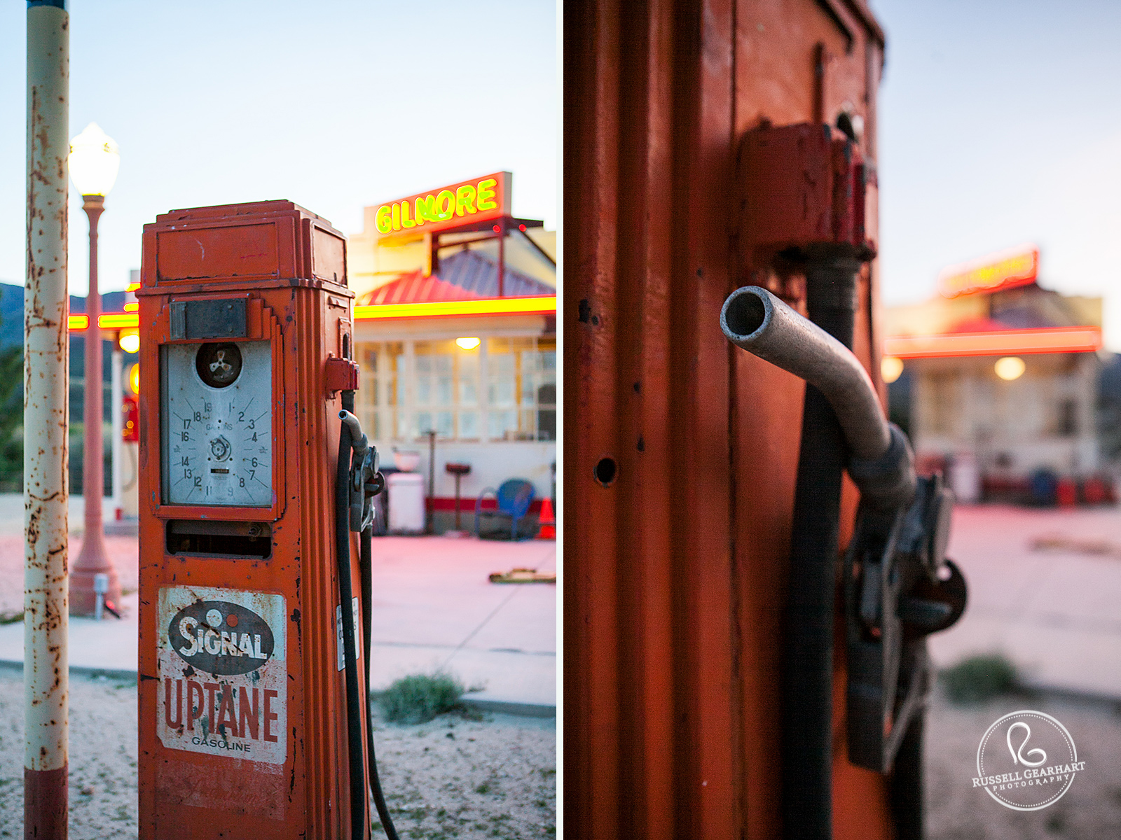 Gilmore Gas Station Pump – Vintage Los Angeles Engagement Location – Russell Gearhart Photography – www.gearhartphoto.com