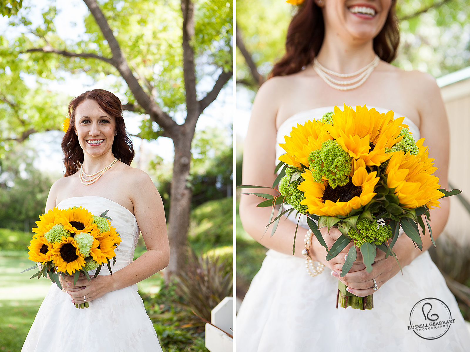 Sunflower Bridal Bouquet - Sunflower Wedding – Knott’s Berry Farm – Russell Gearhart Photography – www.gearhartphoto.com