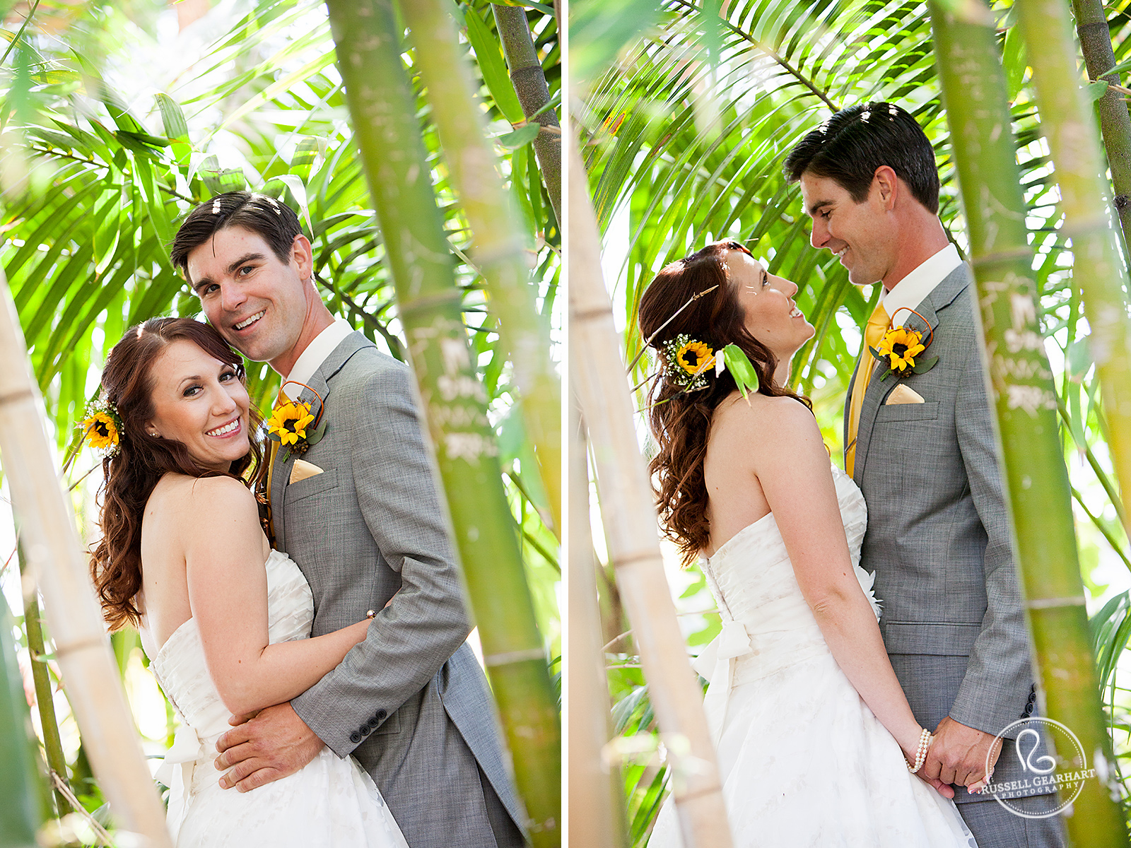 Bride and Groom Portraits in Bamboo - Sunny Outdoor Southern California Wedding – Russell Gearhart Photography – www.gearhartphoto.com