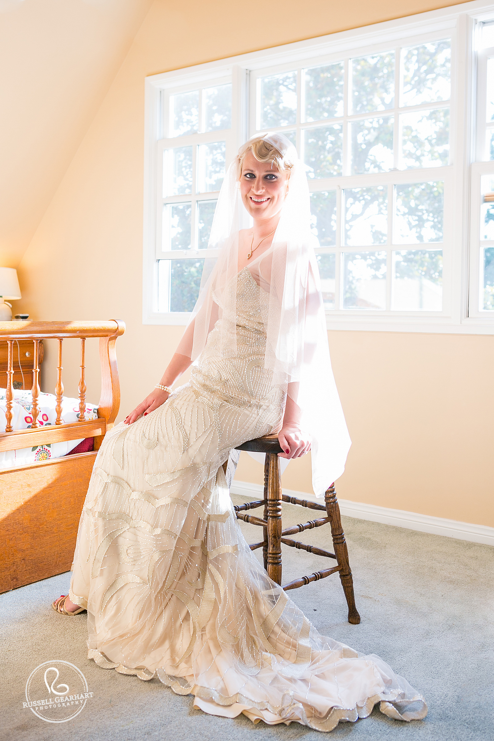 Vintage Bride in Beaded Dress by Maggie Sottero - Twenties Themed California Wedding – Russell Gearhart Photography – www.gearhartphoto.com