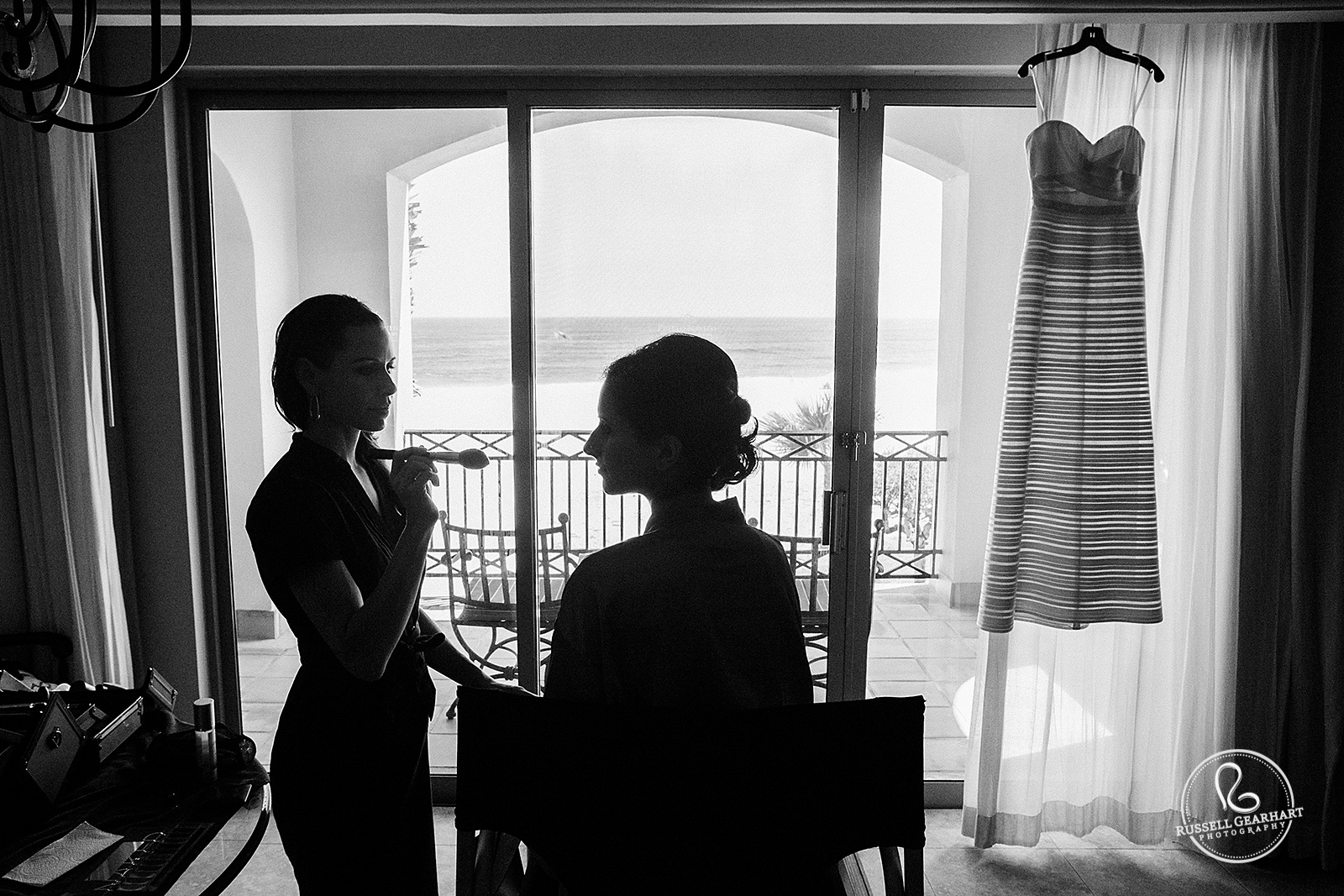 Bride Having Make Up Done in Hotel – Cabo Wedding – Russell Gearhart Photography – www.gearhartphoto.com
