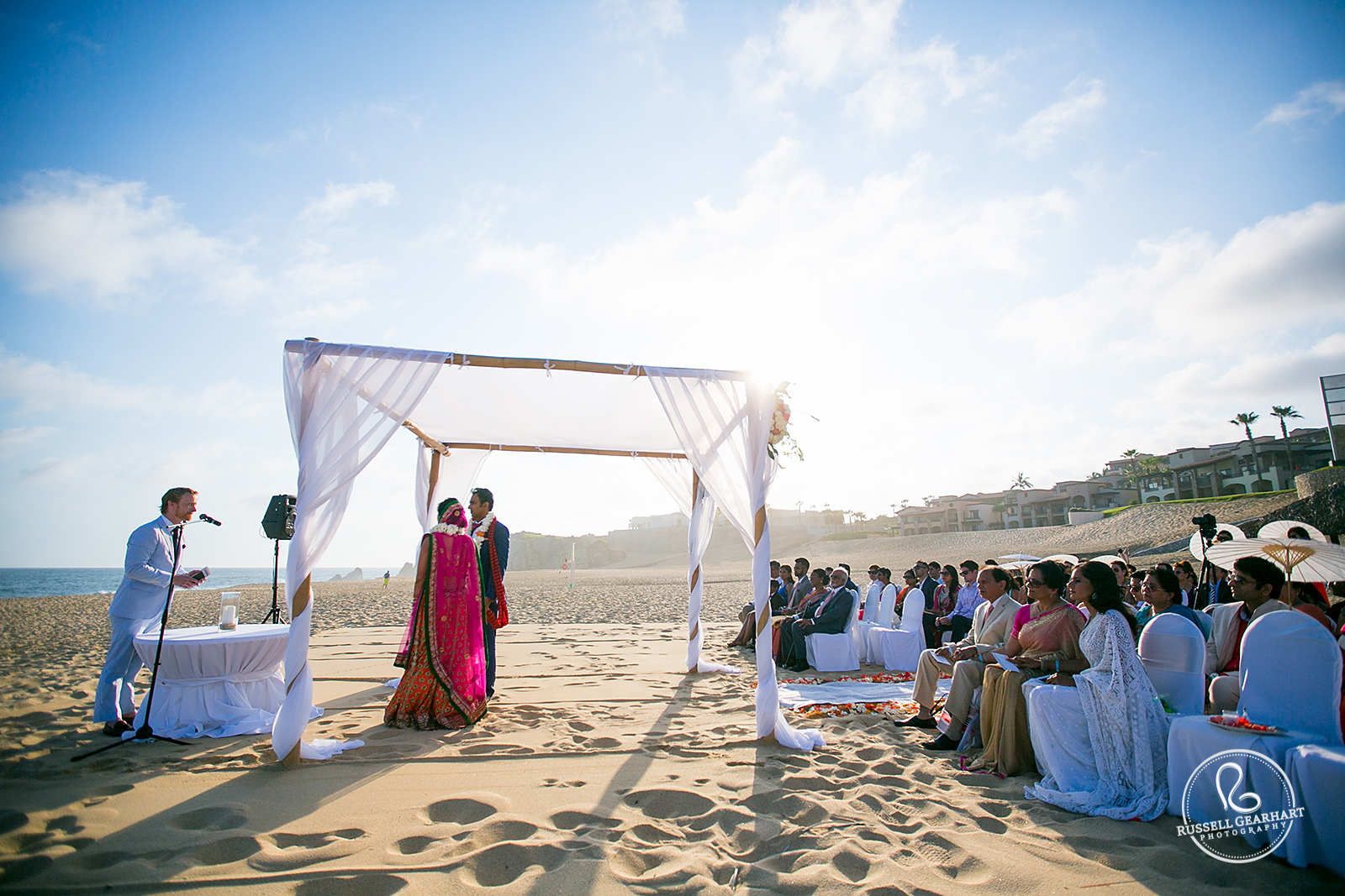 Beach Ceremony for Destination Indian Wedding – Pueblo Bonito Sunset Beach Predio Paraiso Escondido Wedding – Russell Gearhart Photography – www.gearhartphoto.com