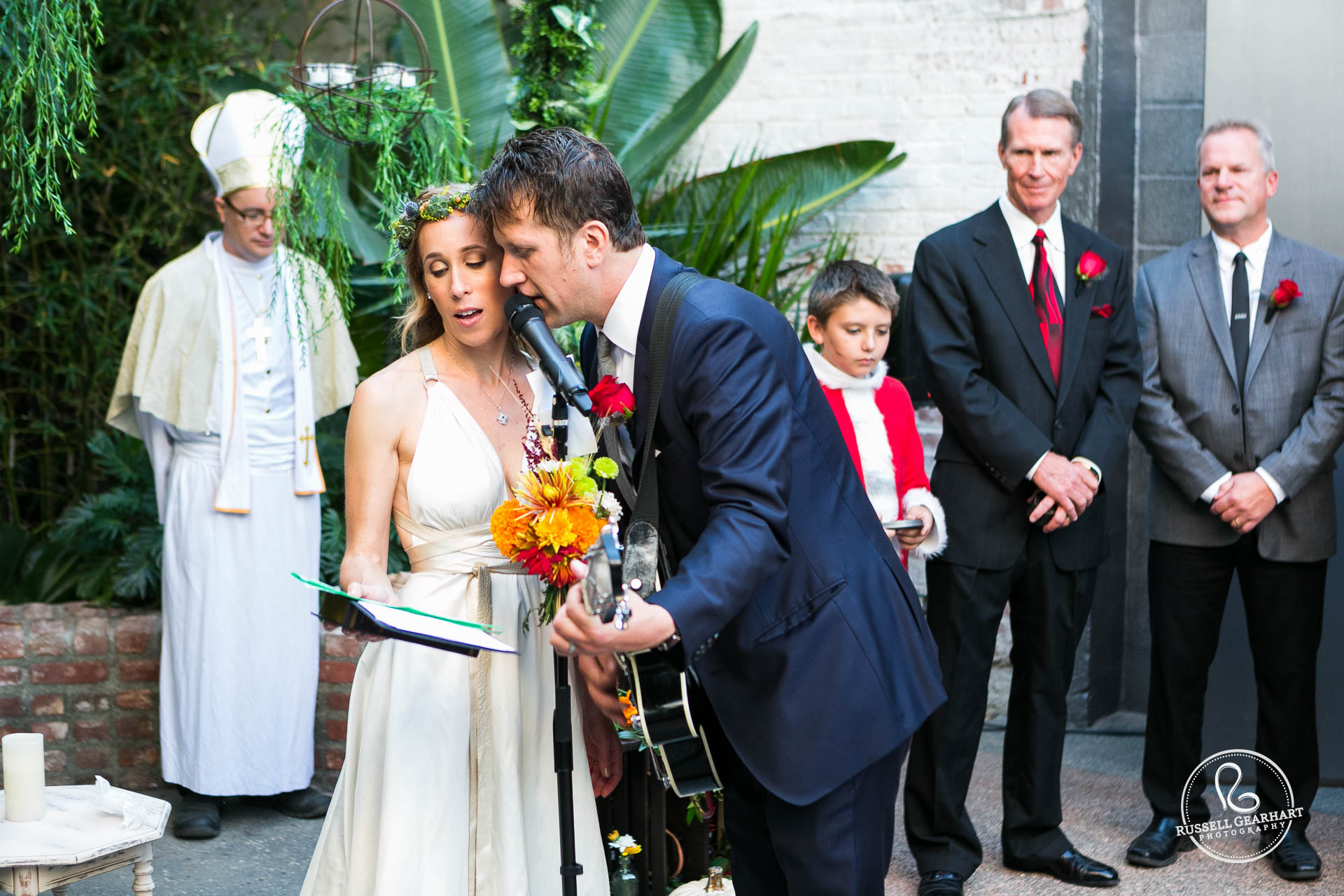 Singing during ceremony – Millwick Wedding in Downton Los Angeles – www.gearhartphoto.com – Russell Gearhart Photography